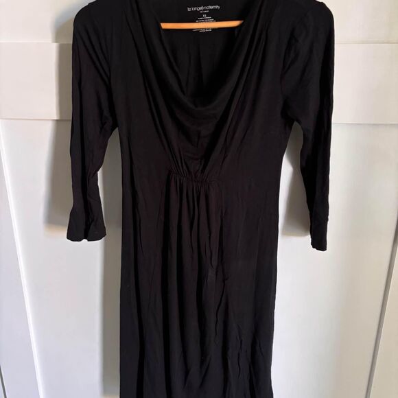 Womens Black Liz Lange Maternity Dress Casual Pleated Form Fitting Size XS - Picture 1 of 4